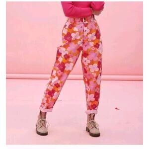 Lucy And Yak Floral Addison Jean W 36R Floral Retro High Waist US Sz 14 Tapered